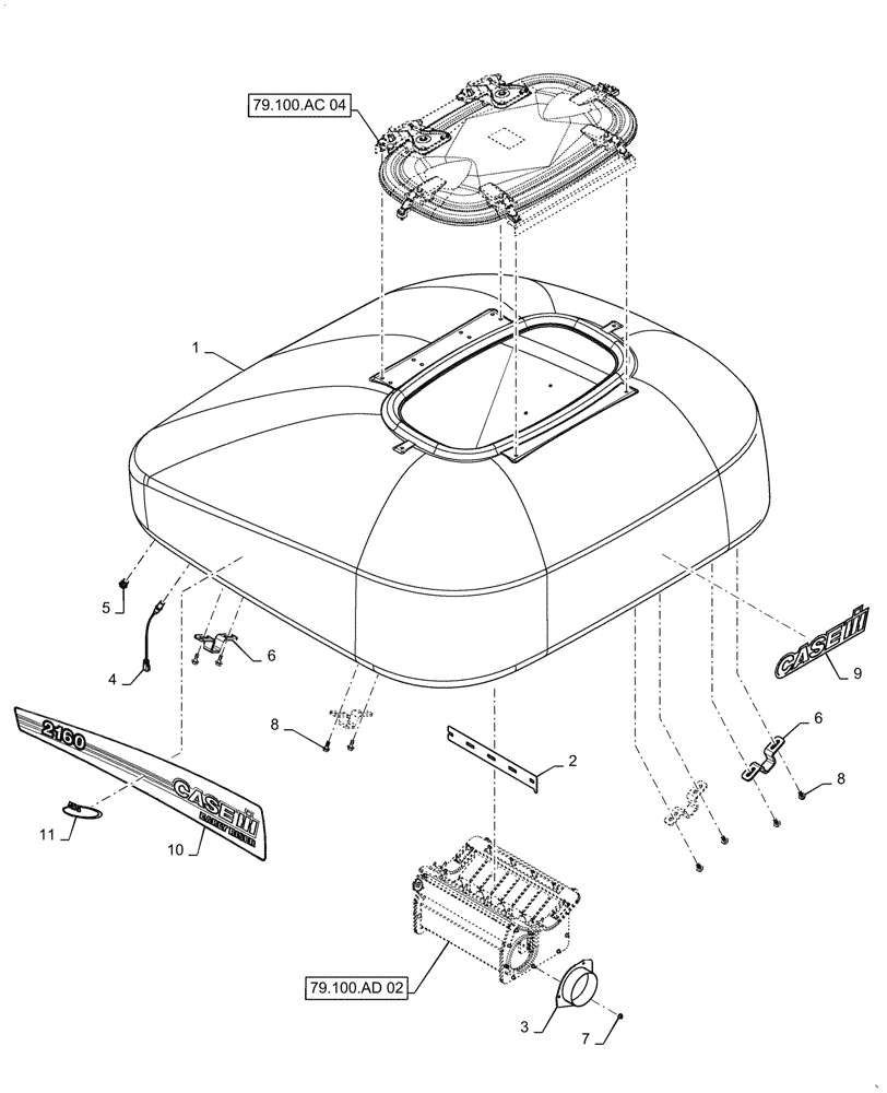 Схема запчастей Case IH 2160 - (79.100.AC[01]) - LEFT BULK FILL TANK 60 BUSHEL (79) - PLANTING