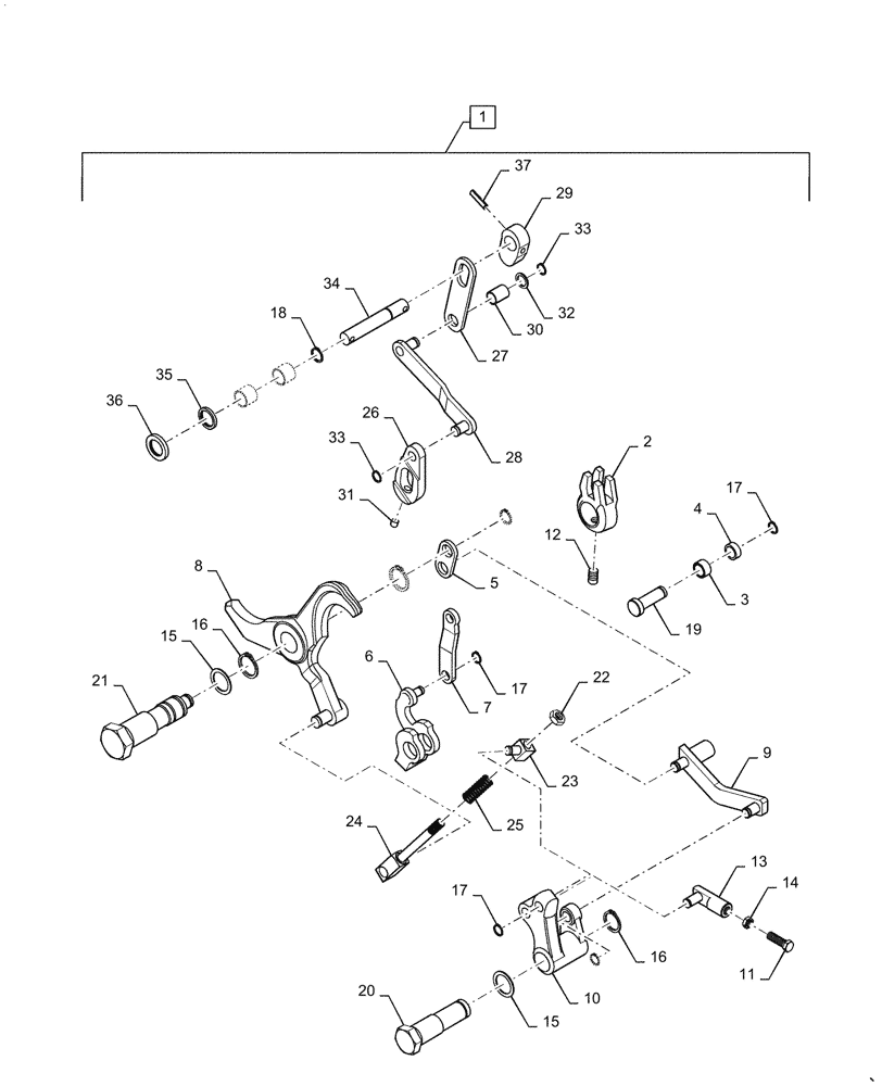 Схема запчастей Case IH FARMALL 60A - (35.100.AB[05]) - INTERNAL LEVER ASSY, HYDRAULIC POWER LIFT, 1500 KG (35) - HYDRAULIC SYSTEMS