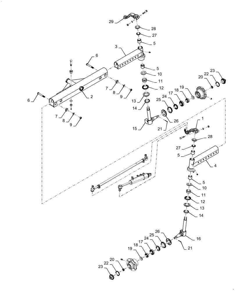 Схема запчастей Case IH FARMALL 50A - (25.400.AM[01]) - FRONT AXLE ASSY, 2WD (25) - FRONT AXLE SYSTEM