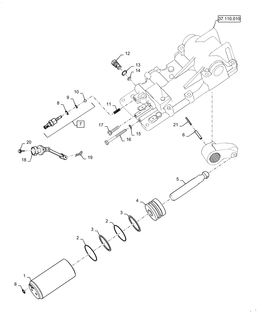 Схема запчастей Case IH FARMALL 55C - (35.116.010) - HYDRAULIC CYLINDER (35) - HYDRAULIC SYSTEMS