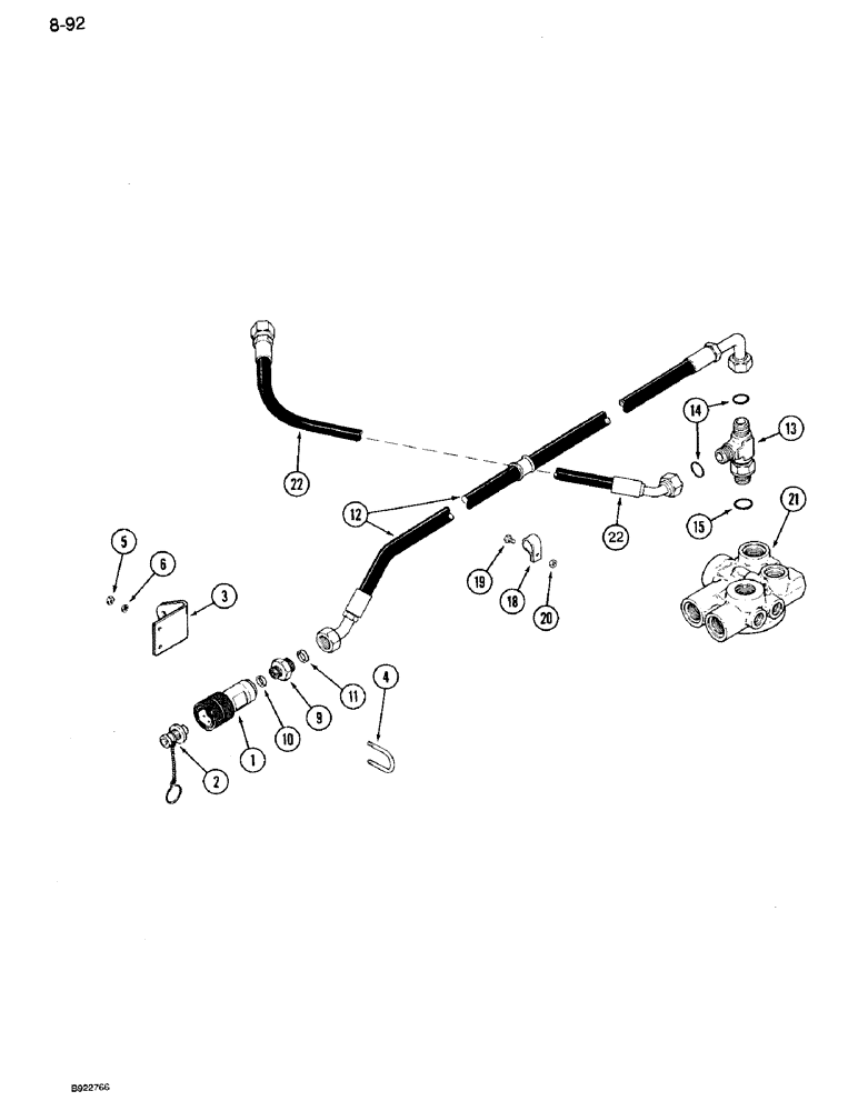 Схема запчастей Case IH 7120 - (8-92) - HYDRAULIC MOTOR OIL RETURN ATTACHMENT, TRANSMISSION SERIAL NUMBER AJB0044915 AND AFTER (08) - HYDRAULICS