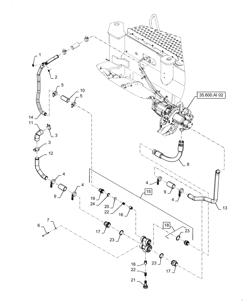 Схема запчастей Case IH STEIGER 500 - (35.600.AM[02]) - HIGH FLOW CHARGE RELIEF VALVE (ASN ZGF309205) (35) - HYDRAULIC SYSTEMS