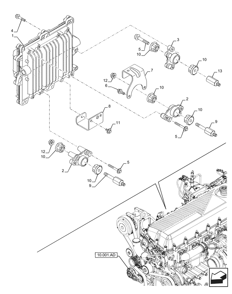 Схема запчастей Case IH F2CFE613J B047 - (55.015.AA) - ENGINE, ELECTRONIC CONTROL UNIT (55) - ELECTRICAL SYSTEMS