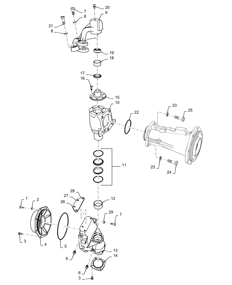 Схема запчастей Case IH FARMALL 55C - (25.100.050) - FRONT AXLE, RH (25) - FRONT AXLE SYSTEM