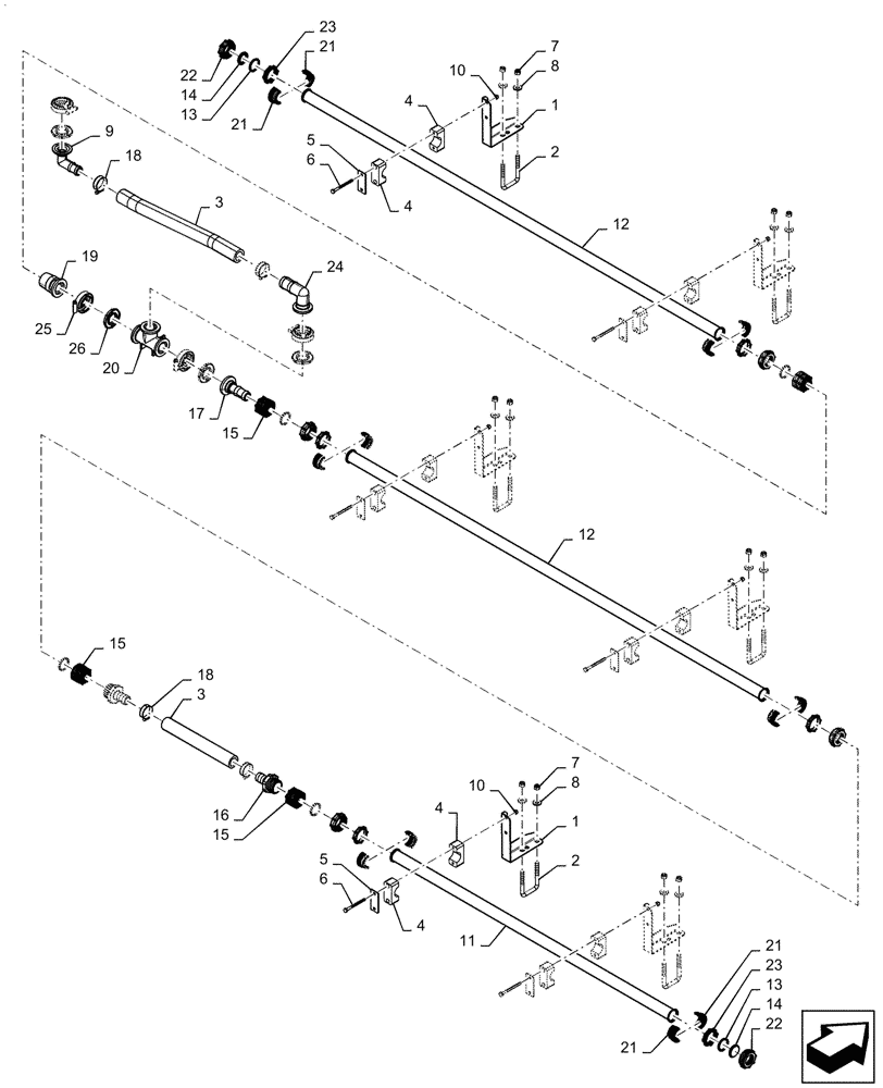 Схема запчастей Case IH PATRIOT 4440 - (78.110.AE[04.1]) - SPRAYBAR, 90, 5 SECTION 20" SPACING RH MIDDLE, ASN YGT042518, BSN YGT044001 (78) - SPRAYING