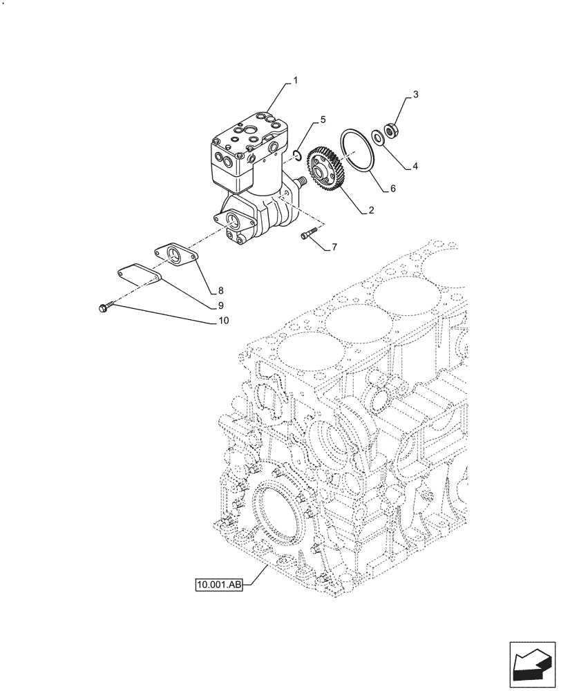 Схема запчастей Case IH F2CFE613J B047 - (10.450.AA[01]) - AIR COMPRESSOR (10) - ENGINE