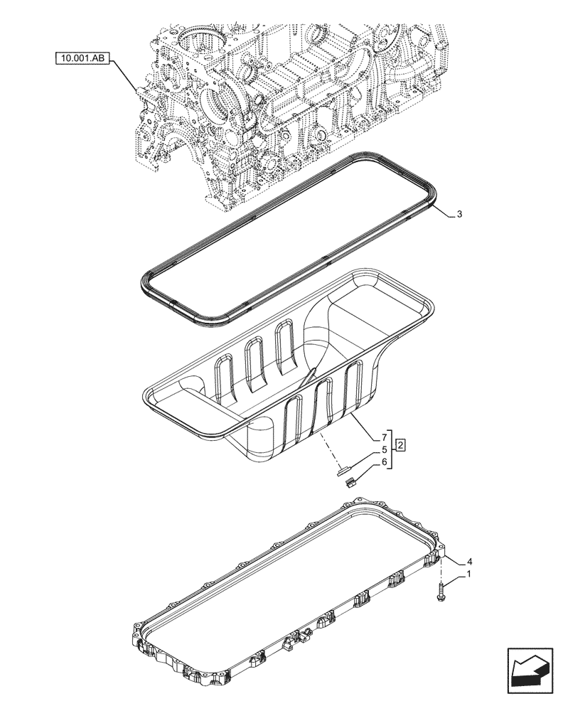 Схема запчастей Case IH F2CFE613J B057 - (10.102.AP) - ENGINE OIL PAN (10) - ENGINE