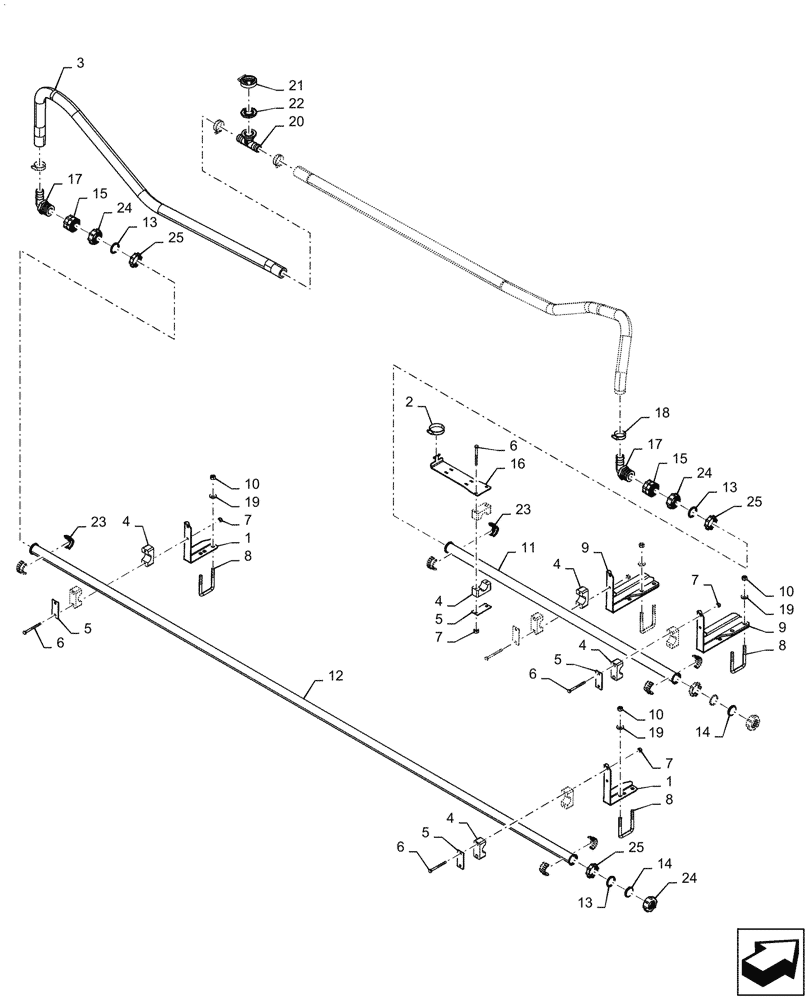 Схема запчастей Case IH PATRIOT 4440 - (78.110.AE[05.1]) - SPRAYBAR, 90, 5 SECTION, 20" SPACING, RH OUTER AND BREAKAWAY, ASN YGT042518, BSN YGT044001 (78) - SPRAYING