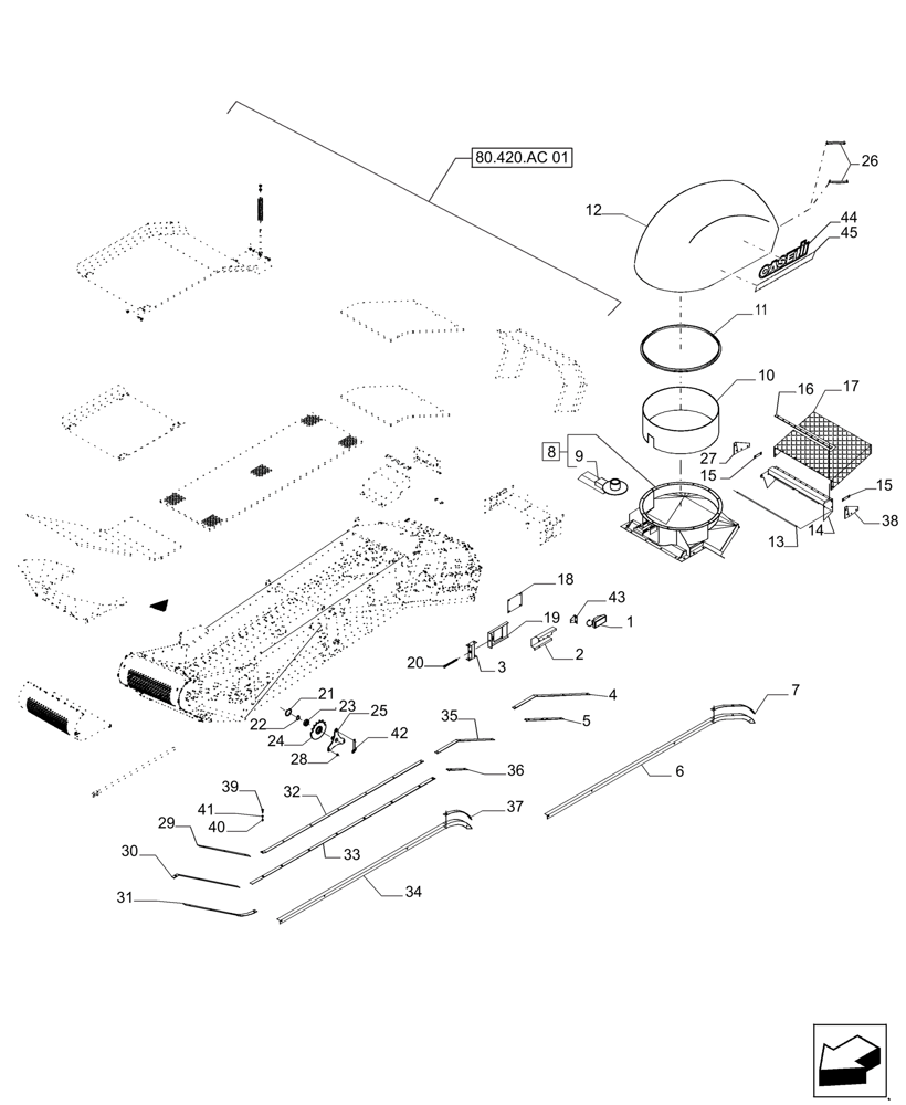 Схема запчастей Case IH A8000 - (80.420.AC[02]) - ELEVATOR (80) - CROP STORAGE/UNLOADING