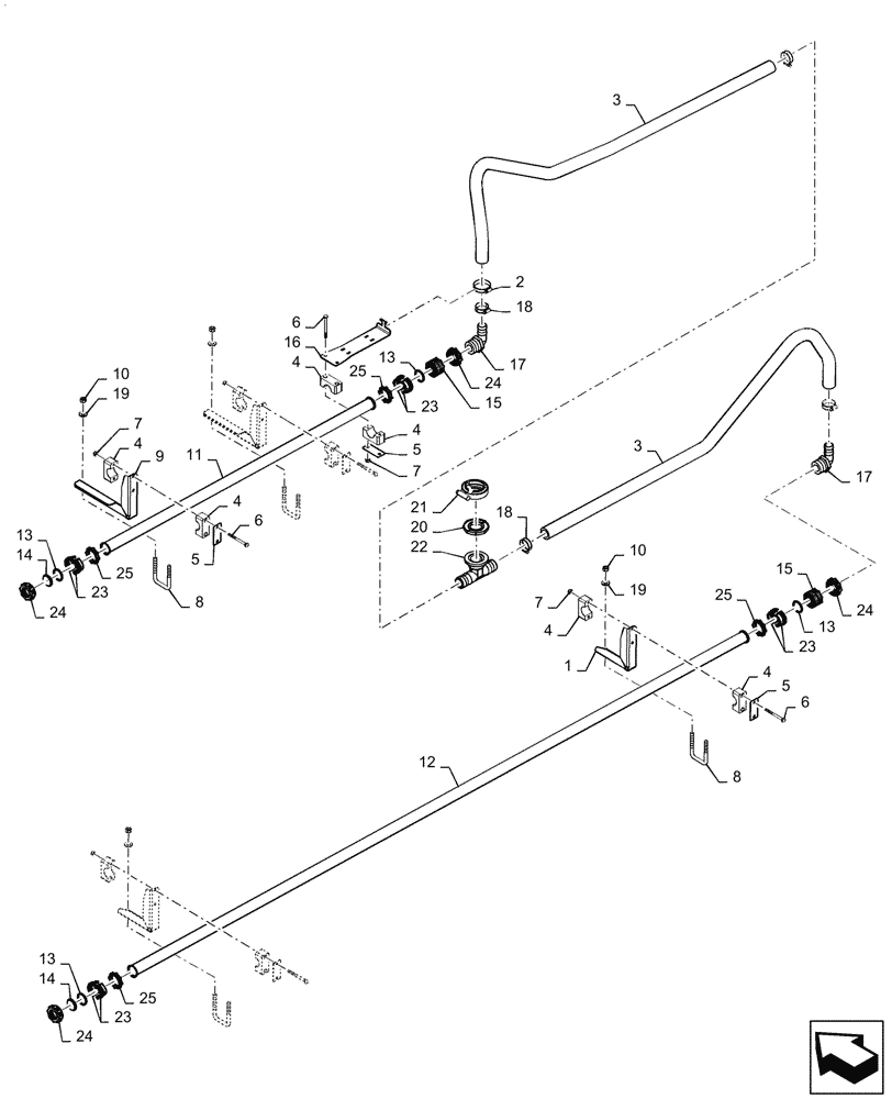 Схема запчастей Case IH PATRIOT 4440 - (78.110.AE[01.1]) - SPRAYBAR, 90, 5 SECTION, 20" SPACING, LH OUTER AND BREAKAWAY, ASN YGT042518, BSN YGT044001 (78) - SPRAYING