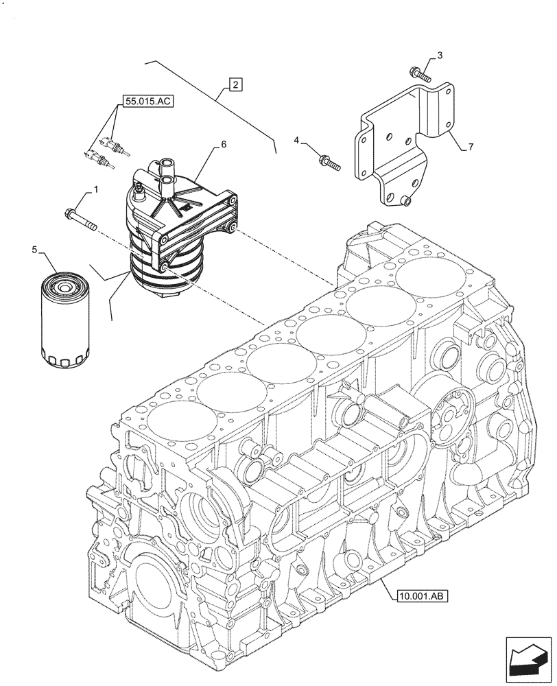 Схема запчастей Case IH F2CFE613J B047 - (10.206.AG) - FUEL FILTER, SUPPORT (10) - ENGINE