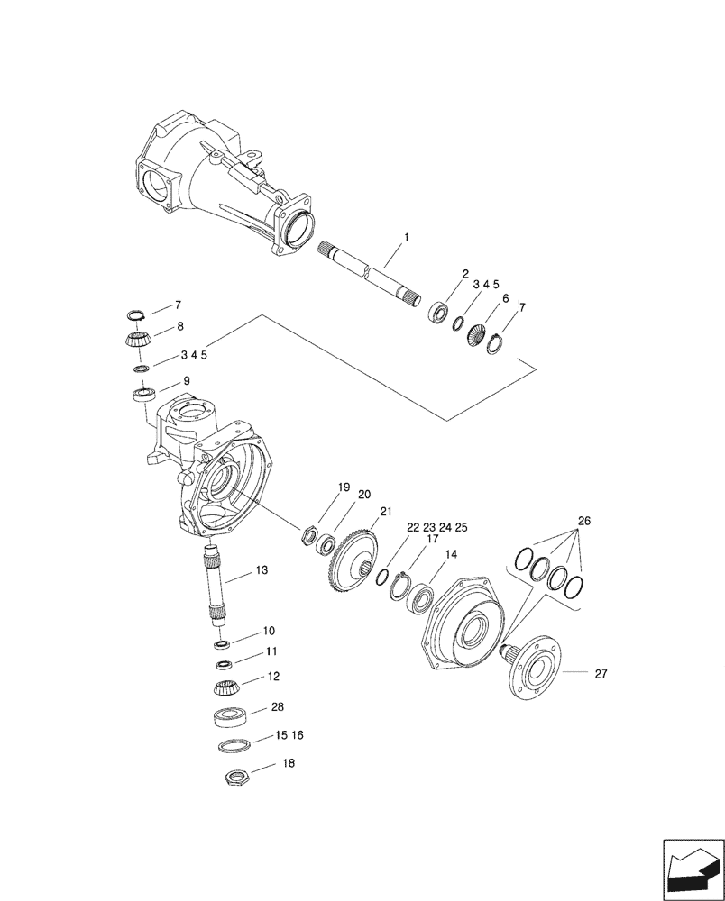 Схема запчастей Case IH FARMALL 55C - (25.100.020) - FRONT AXLE (25) - FRONT AXLE SYSTEM