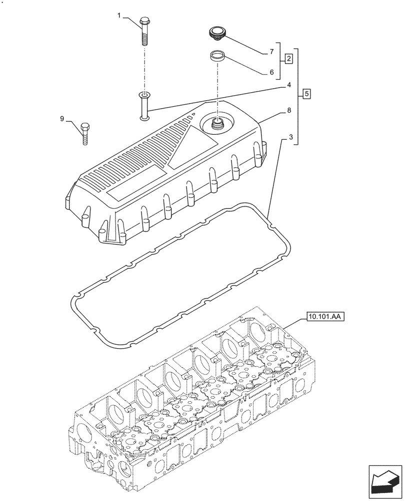 Схема запчастей Case IH F2CFE613J B057 - (10.101.AB) - CYLINDER HEAD, COVER (10) - ENGINE