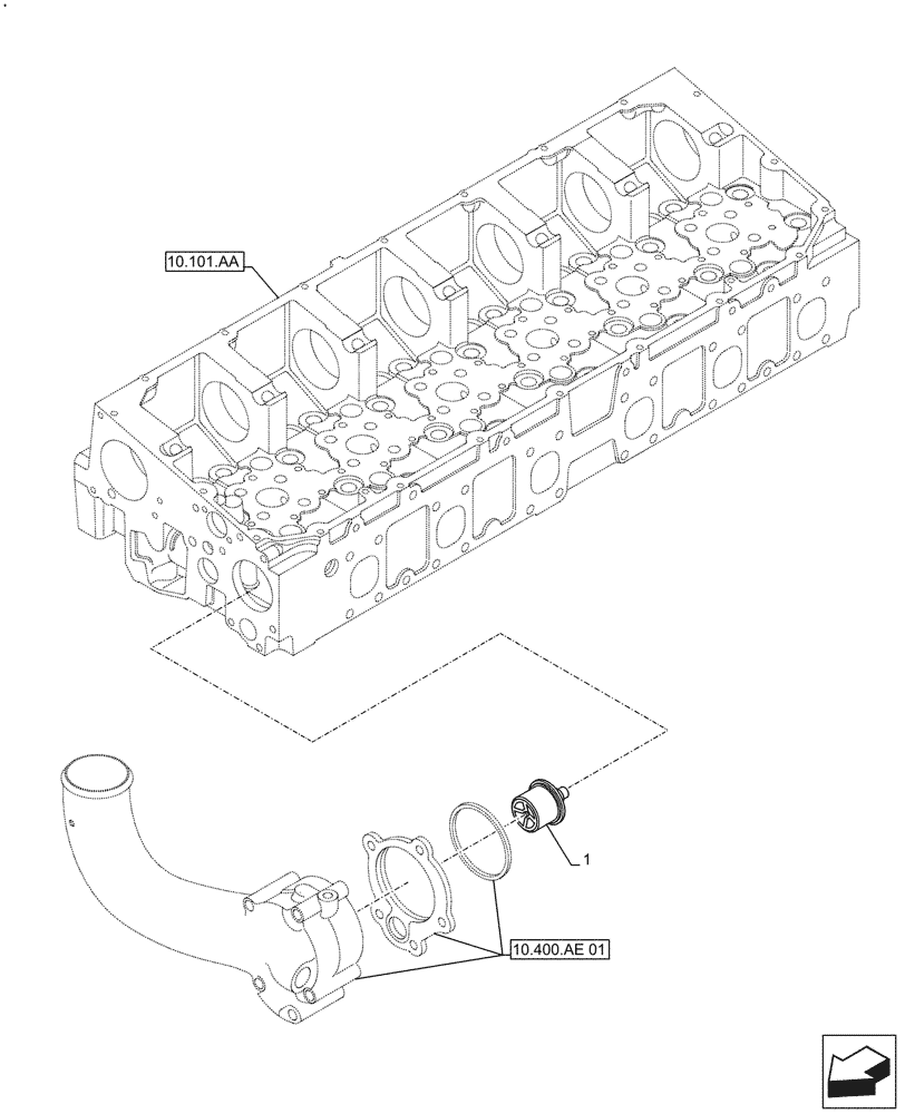 Схема запчастей Case IH F2CFE613J B057 - (10.400.BC) - THERMOSTAT (10) - ENGINE