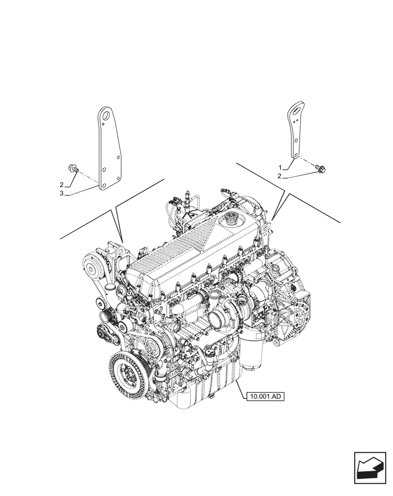 Схема запчастей Case IH F2CFE613J B057 - (10.001.AK) - ENGINE, SUPPORT, MOUNT (10) - ENGINE