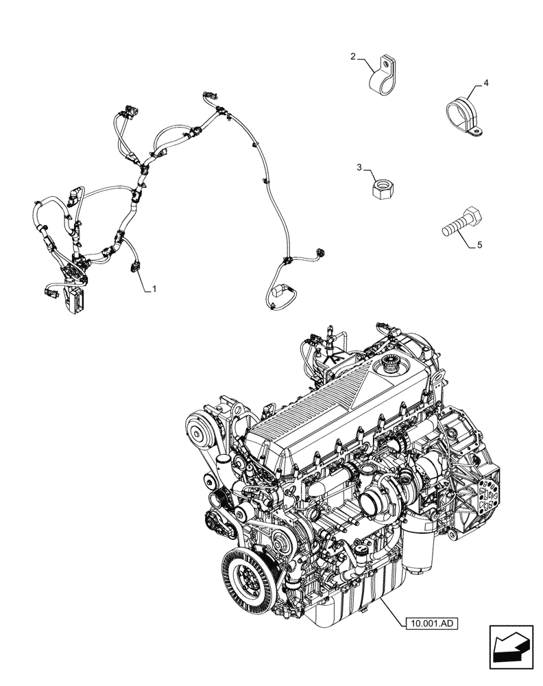 Схема запчастей Case IH F2CFE613J B057 - (55.010.AA) - ENGINE, CABLE (55) - ELECTRICAL SYSTEMS