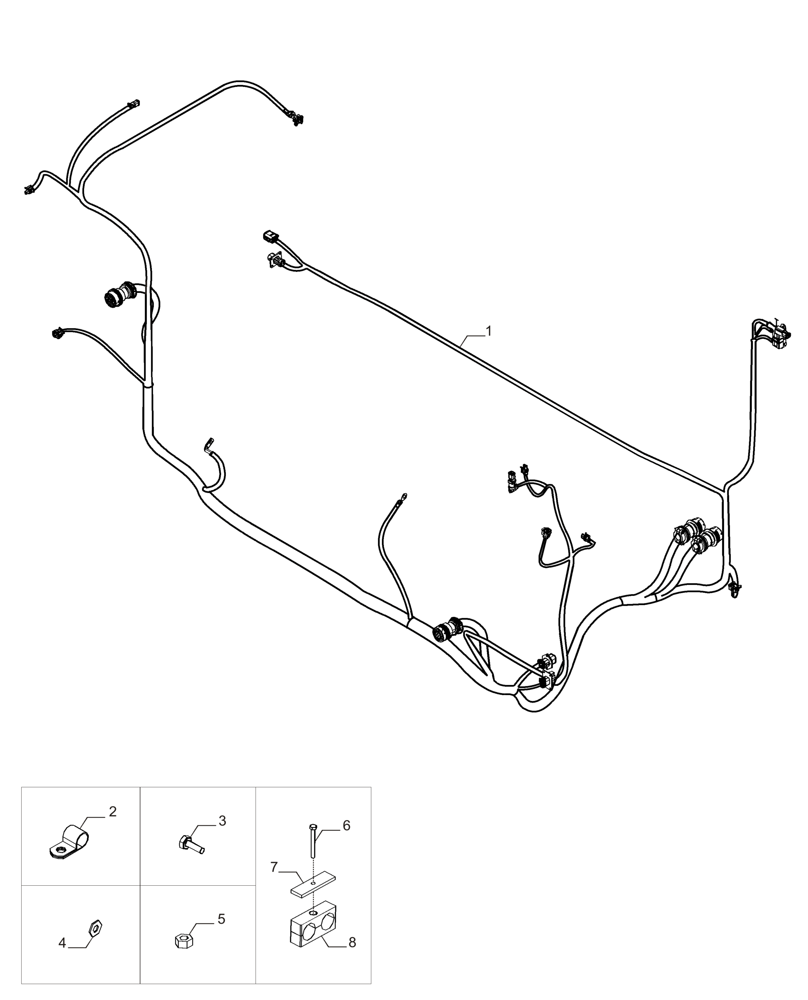 Схема запчастей Case IH A8000 - (55.015.AB[01]) - ENGINE, WIRE HARNESS - MY 2017 (55) - ELECTRICAL SYSTEMS