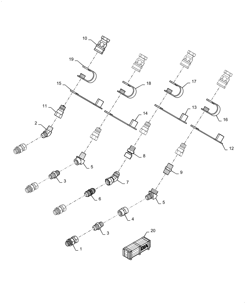 Схема запчастей Case IH L360A - (35.525.020) - MID MOUNT VALVE KIT, HYD CONNECTOR (35) - HYDRAULIC SYSTEMS