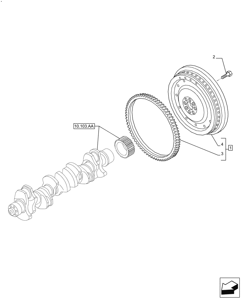 Схема запчастей Case IH F2CFE613J B047 - (10.103.AH) - ENGINE FLYWHEEL (10) - ENGINE