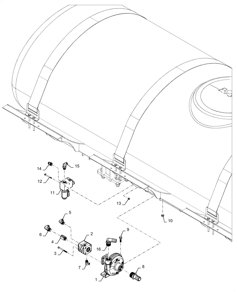 Схема запчастей Case IH 2160 - (63.110.AF[10]) - LIQUID FERTILIZER PUMP AND VALVE WITH TANK AND BULK FILL (63) - CHEMICAL APPLICATORS