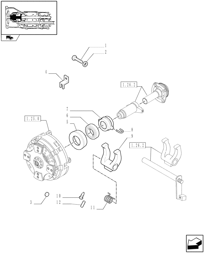 Схема запчастей Case IH FARMALL 75C - (1.26.5) - PTO ENGAGEMENT CLUTCH (03) - TRANSMISSION