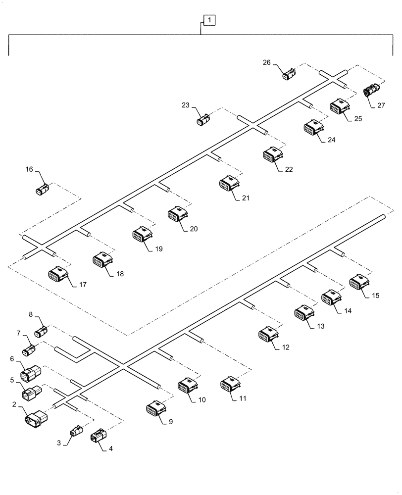 Схема запчастей Case IH 2160 - (55.015.AB[05]) - WIRE HARNESS RIGHT CONTROL BUS, 36 ROW (55) - ELECTRICAL SYSTEMS