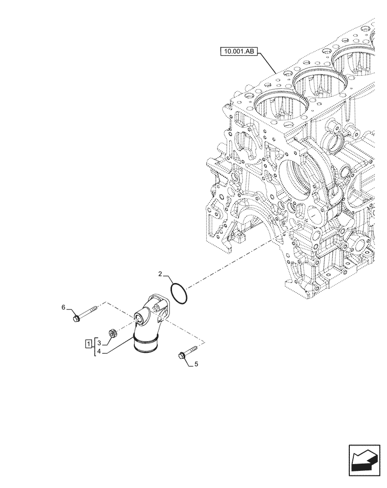 Схема запчастей Case IH F2CFE613J B057 - (10.400.AQ) - WATER PUMP LINE (10) - ENGINE