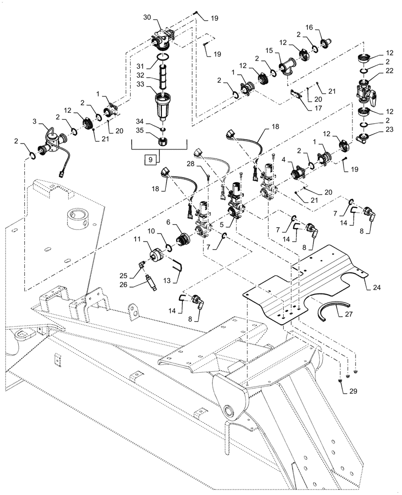 Схема запчастей Case IH 2160 - (63.110.AF[08]) - LIQUID FERTILIZER MANIFOLD VALVES (63) - CHEMICAL APPLICATORS