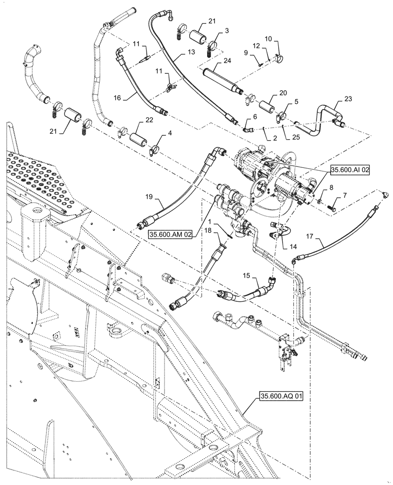 Схема запчастей Case IH STEIGER 500 - (35.600.BH[02]) - HIGH FLOW HYDRAULIC LINES (ASN ZGF309205) (35) - HYDRAULIC SYSTEMS