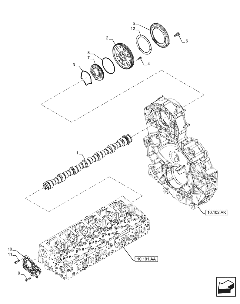 Схема запчастей Case IH F2CFE613J B057 - (10.106.AA) - CAMSHAFT, TIMING CONTROL (10) - ENGINE