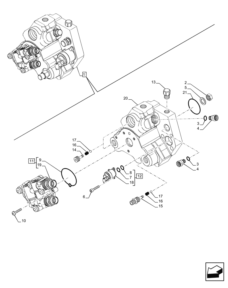 Схема запчастей Case IH F2CFE613J B047 - (10.218.AQ[02]) - FUEL INJECTION PUMP, COMPONENTS (10) - ENGINE
