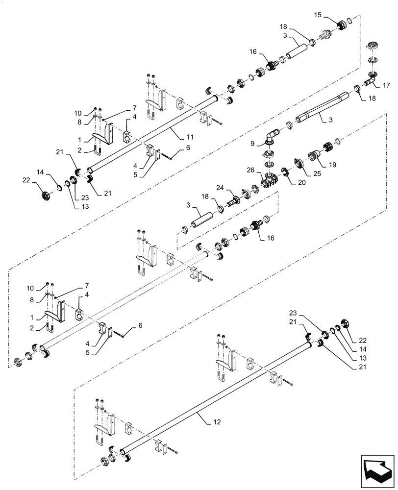 Схема запчастей Case IH PATRIOT 4440 - (78.110.AE[02.1]) - SPRAYBAR, 90, 5 SECTION 20" SPACING LH MIDDLE, ASN YGT042518, BSN YGT044001 (78) - SPRAYING