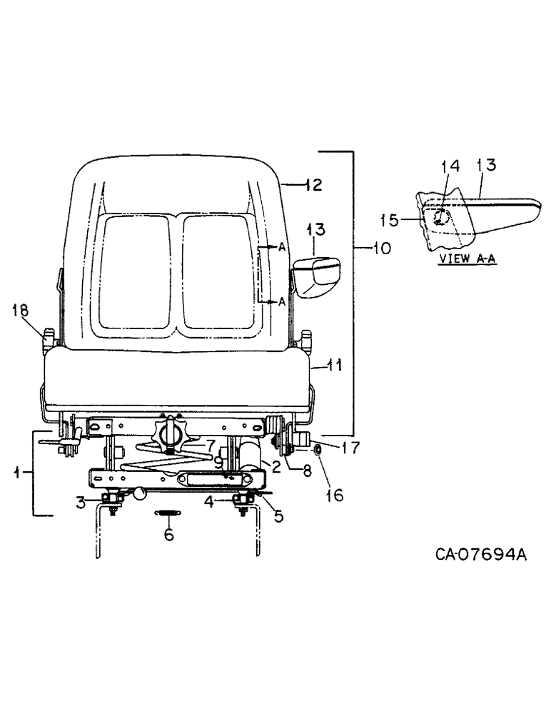 Схема запчастей Case IH 5088 - (13-10) - SUPERSTRUCTURE, DELUXE VERTICAL ACTING SEAT (05) - SUPERSTRUCTURE