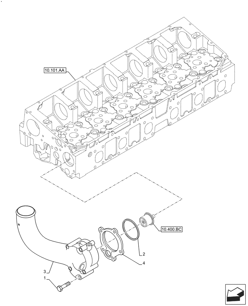 Схема запчастей Case IH F2CFE613J B047 - (10.400.AE[01]) - ENGINE, COOLING SYSTEM LINE (10) - ENGINE