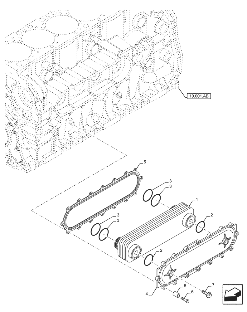 Схема запчастей Case IH F2CFE613J B047 - (10.408.AC) - ENGINE, HEAT EXCHANGER (10) - ENGINE