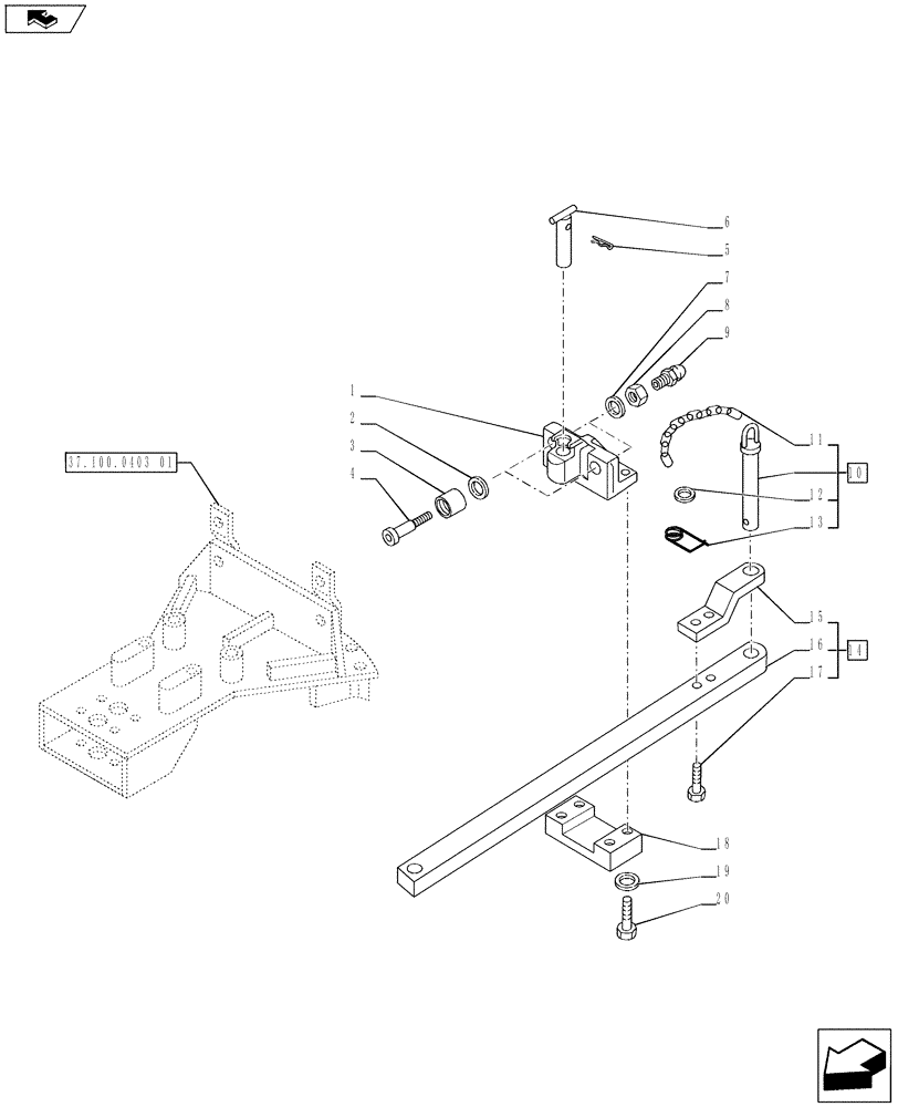 Схема запчастей Case IH PUMA 170 - (37.100.0403[02]) - INDEPENDENT SWINGING DRAWBAR WITH CLEVIS - SWINGING DRAWBAR (VAR.720910) (37) - HITCHES, DRAWBARS & IMPLEMENT COUPLINGS