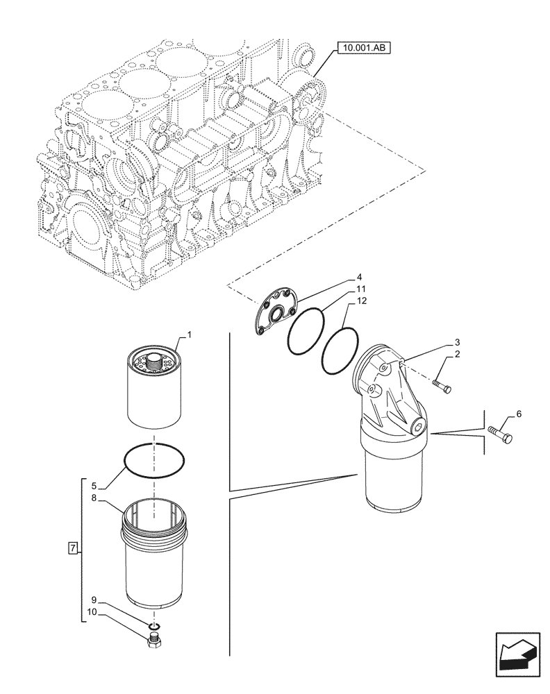Схема запчастей Case IH F2CFE613J B057 - (10.304.AE) - ENGINE OIL FILTER (10) - ENGINE
