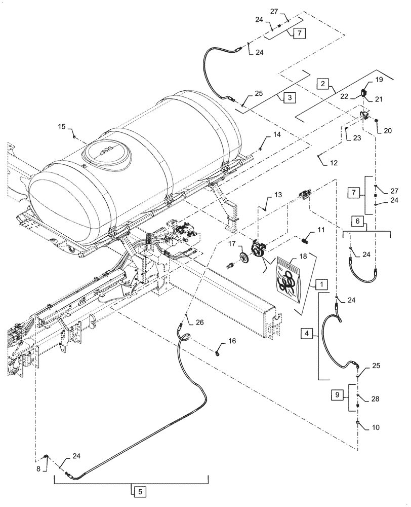 Схема запчастей Case IH 2150 - (63.110.AB[23]) - LIQUID FERTILIZER PUMP AND VALVE, 24 ROW 600 GALLON (63) - CHEMICAL APPLICATORS