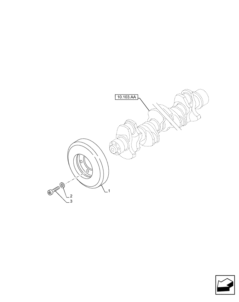 Схема запчастей Case IH F2CFE613J B057 - (10.110.AD) - CRANKSHAFT, DAMPER (10) - ENGINE