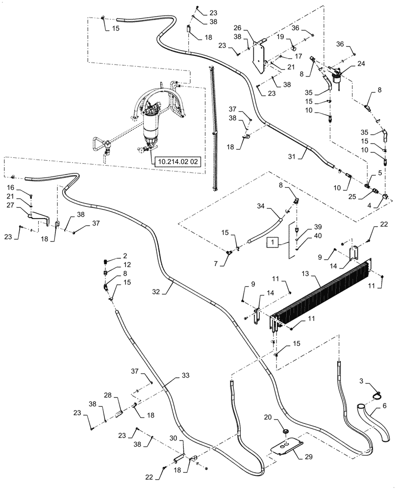 Схема запчастей Case IH STEIGER 550 - (10.214.02[01]) - FUEL LINE, FUEL COOLER (10) - ENGINE