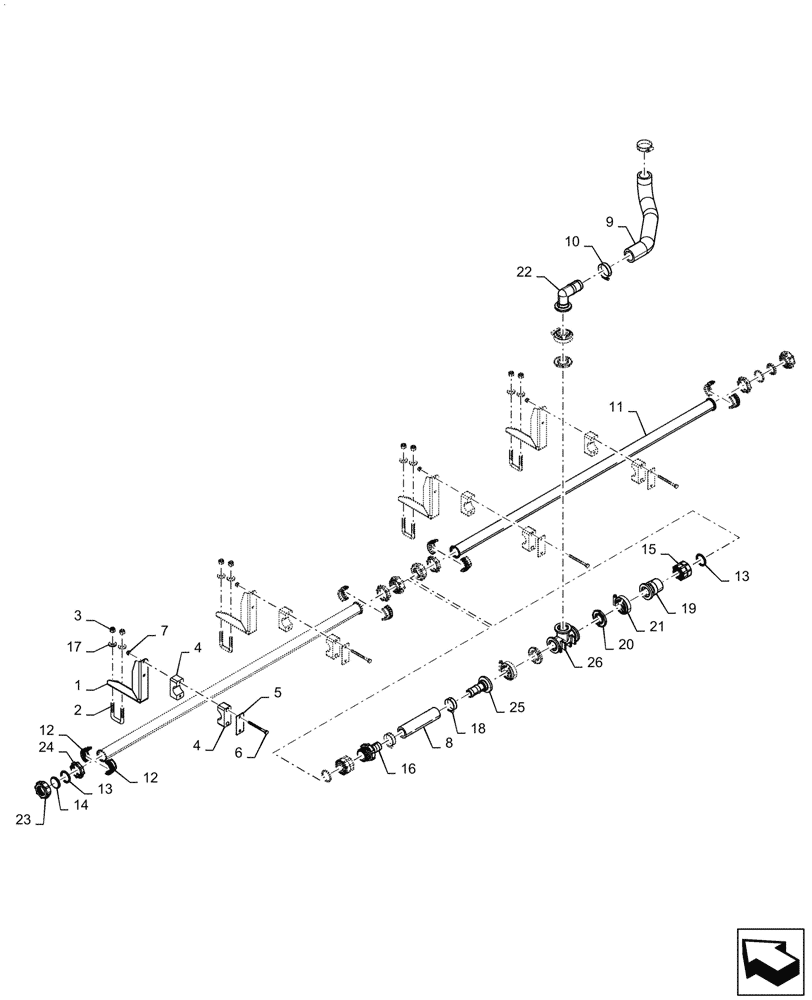 Схема запчастей Case IH PATRIOT 4440 - (78.110.AE[03.1]) - SPRAYBAR, 90, 5 SECTION, 20" SPACING, CENTER, ASN YGT042518, BSN YGT044001 (78) - SPRAYING