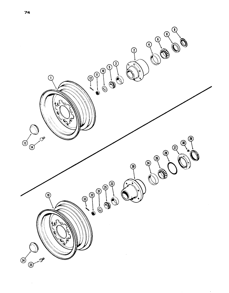 Схема запчастей Case IH 1030 - (074) - STAMPED FRONT WHEELS, GENERAL PURPOSE & WESTERN, USED W/ 6 BOLT HUB, 1ST USED TRAC. SER. NO. 8332878 (06) - POWER TRAIN