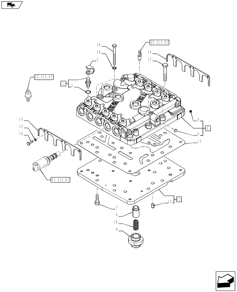 Схема запчастей Case IH PUMA 215 - (21.135.01[01]) - TRANSMISSION TOP COVER CONTROL VALVE (21) - TRANSMISSION