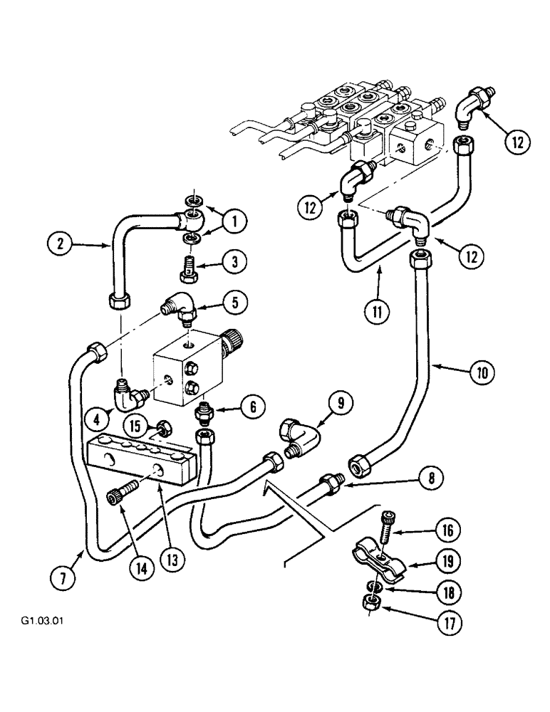 Схема запчастей Case IH 2140 - (8-28[B]) - HYDRAULIC LIFT, OIL SUPPLY LINES, 2140 - (P.I.N. : CGC12131-) (08) - HYDRAULICS