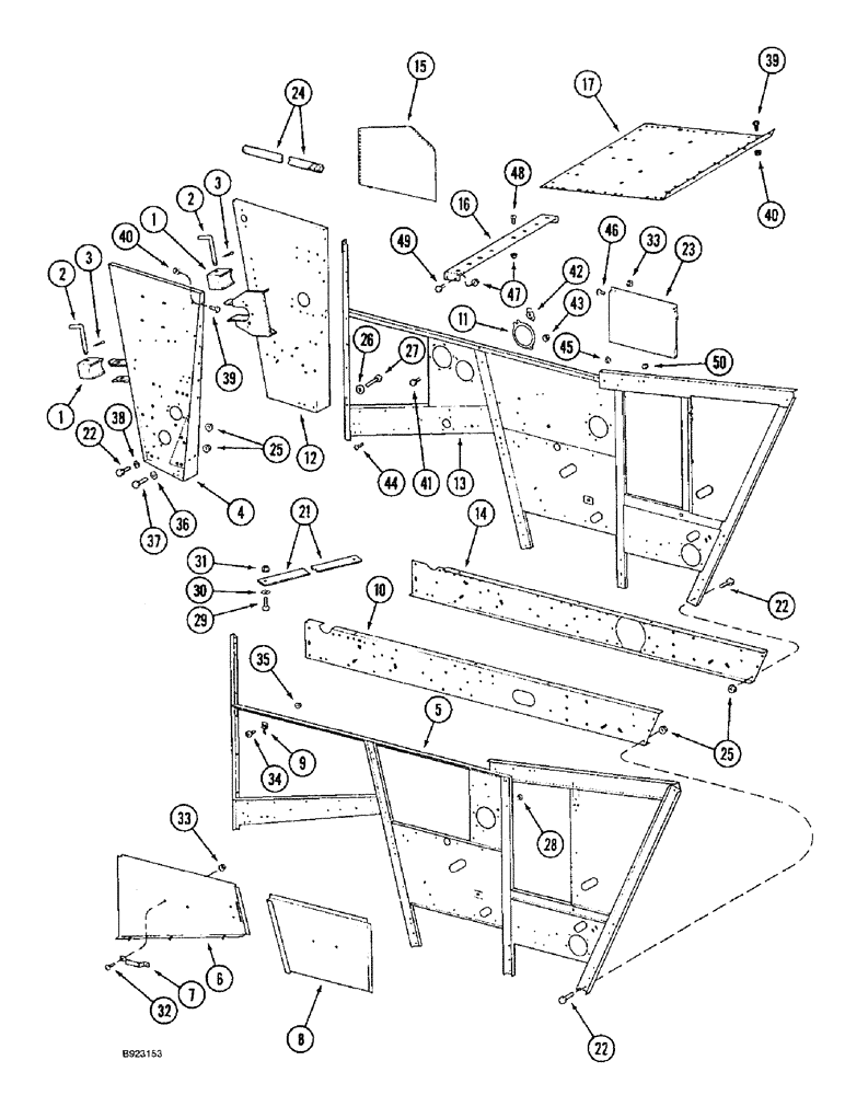 Схема запчастей Case IH 1644 - (9H-06) - SEPARATOR DOORS, SIDES AND SUPPORTS (12) - CHASSIS