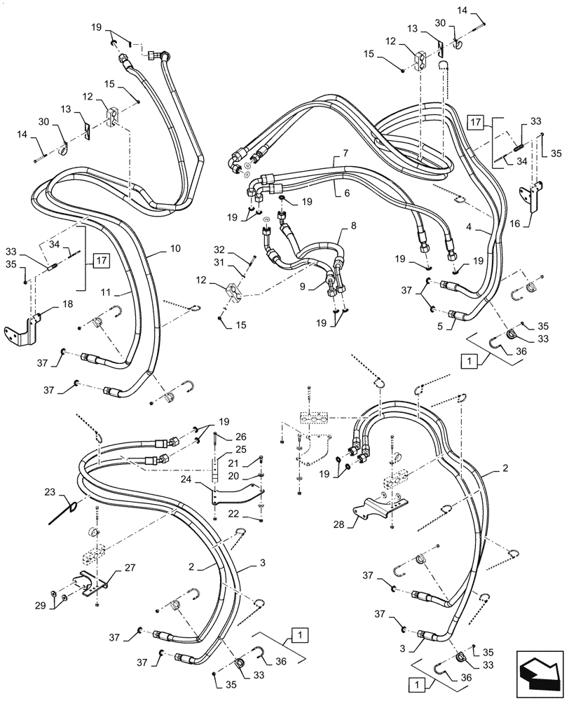 Схема запчастей Case IH 2240 - (29.218.AS[02]) - DRIVE HOSE ASSY. ASN YET040196 (29) - HYDROSTATIC DRIVE