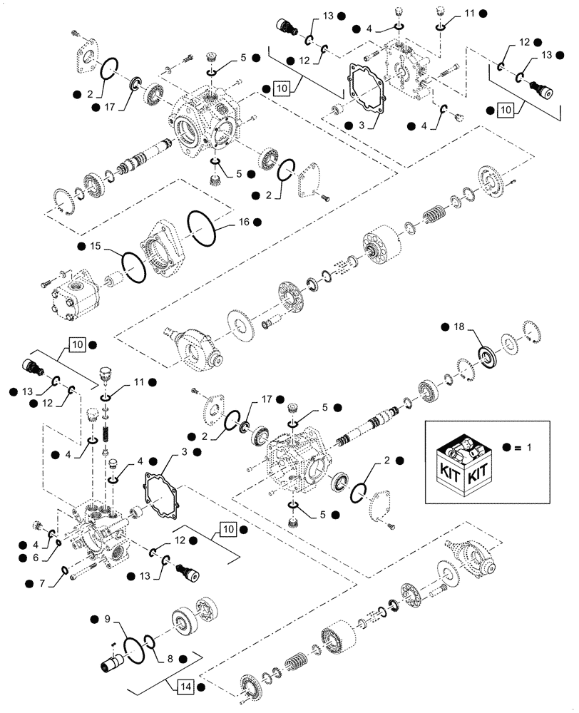 Схема запчастей Case IH WD2303 - (03.05[5]) - TANDEM GEAR PUMP, SEAL KIT (03) - TRANSMISSION