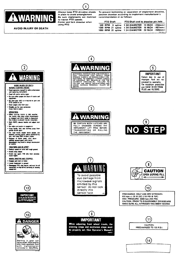 Схема запчастей Case IH 7230 - (9-150) - DECALS, SAFETY AND INSTRUCTION (09) - CHASSIS/ATTACHMENTS