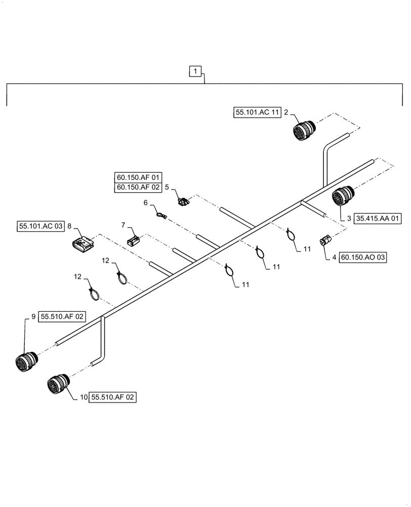 Схема запчастей Case IH 8240 - (55.101.AC[23]) - MAIN FRAME FRONT WIRE HARNESS & CONNECTOR (55) - ELECTRICAL SYSTEMS