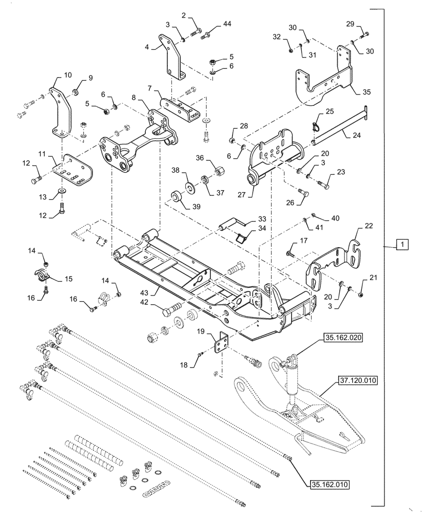 Схема запчастей Case IH BS163H - (39.100.110) - VAR - 439145006 - SUBFRAME MOUNTING PARTS (39) - FRAMES AND BALLASTING